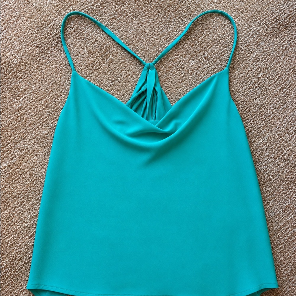 Kelly Green Cropped Satin-like Camisole